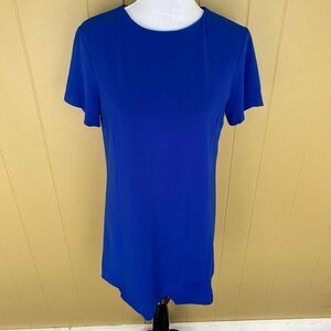 Wells Grace women M Crewneck short sleeve angled cut blue dress